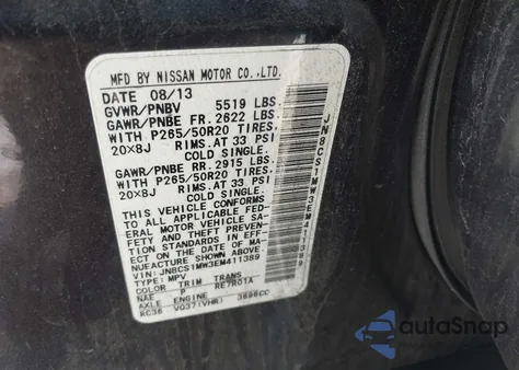 2014 Infiniti Qx70 z USA, uszkodzony, nr VIN JN8CS1MW3EM411389